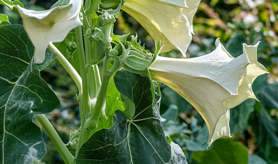 🌿 Bieluń Wspaniały Biały (Datura metel) – egzotyczna piękność z charakterem
